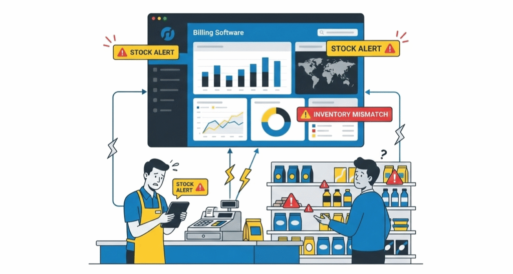 Billing software without inventory control causing stock issues in Indian retail