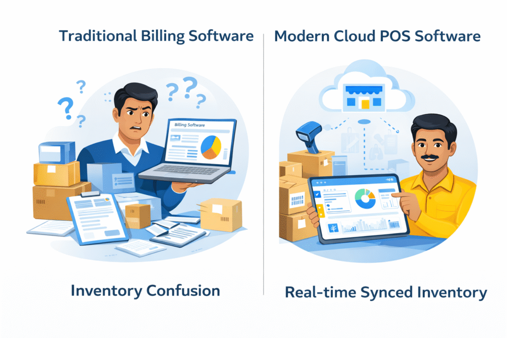 Traditional billing software vs cloud POS software for Indian businesses