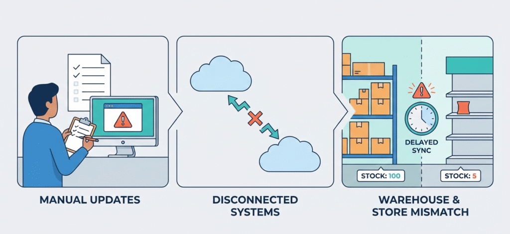 Inventory gaps caused by disconnected billing and stock systems