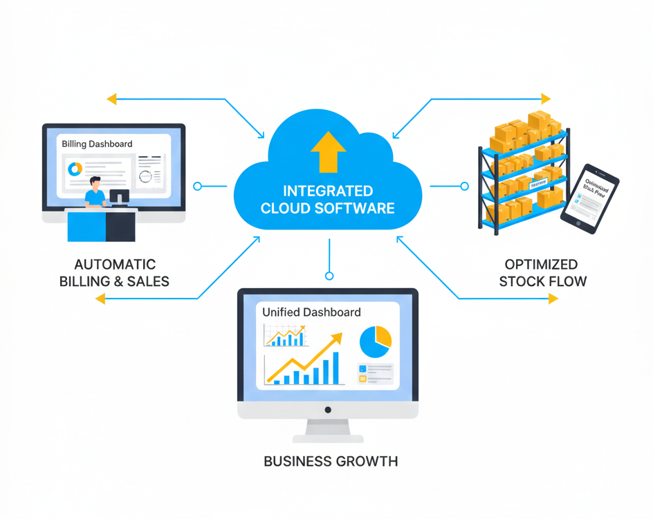 Integrated billing and inventory control system for Indian retailers