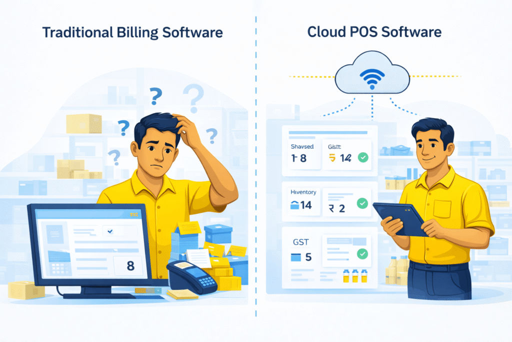 Traditional billing software vs cloud POS software for Indian SMEs