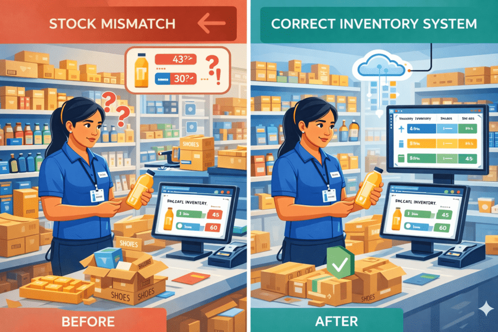 stock mismatch retail India