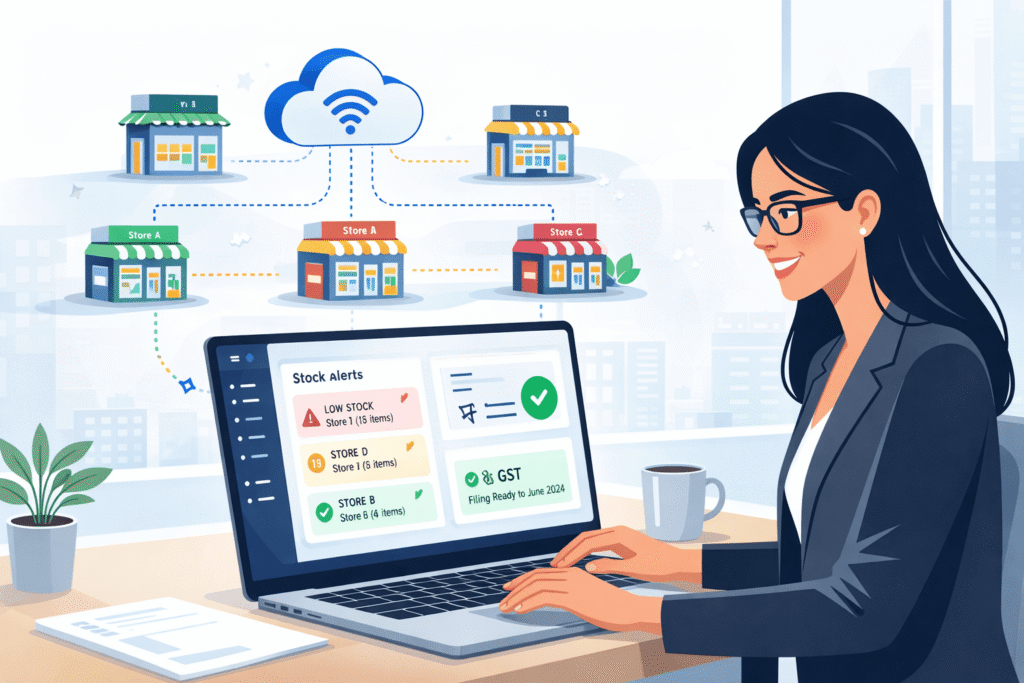 Multi-store cloud inventory dashboard for Indian SMEs