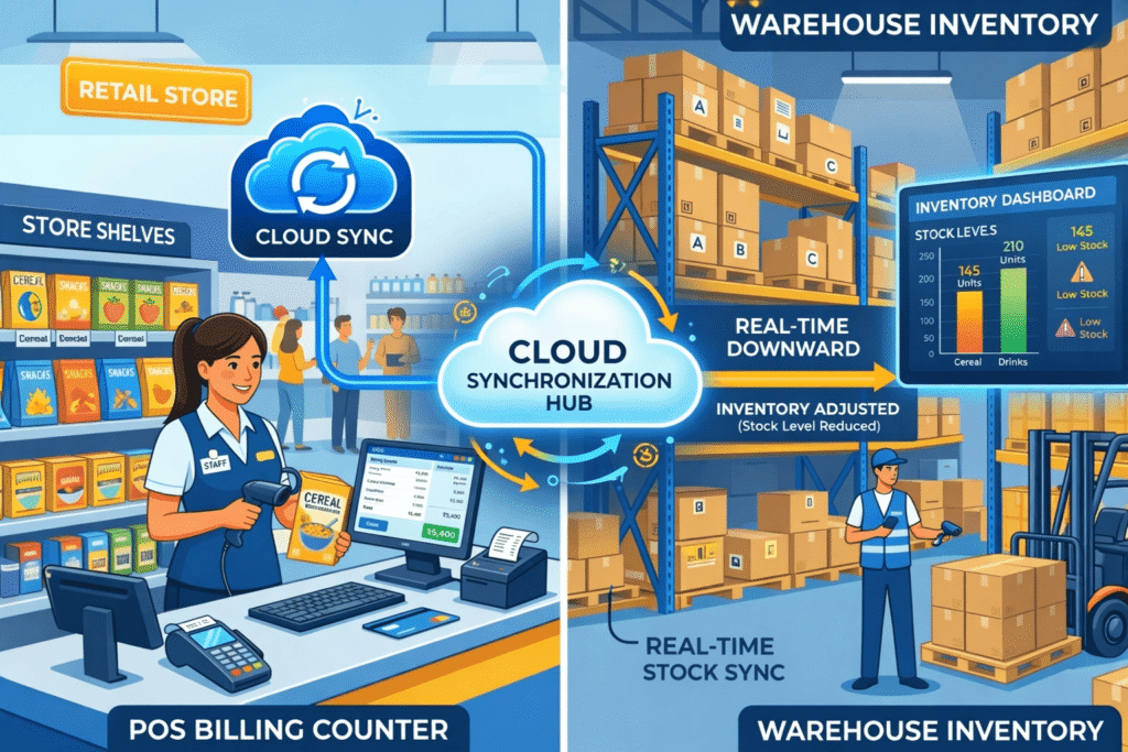 
retail POS software connected to inventory management system