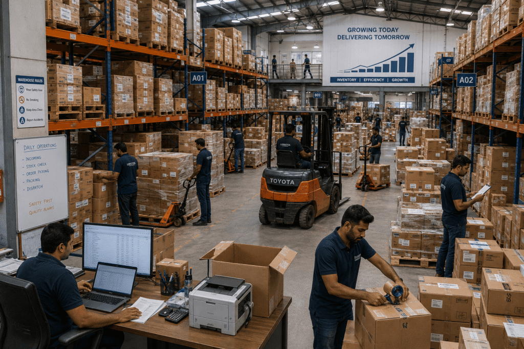 Growing SME warehouse managing increasing inventory volume and stock movement