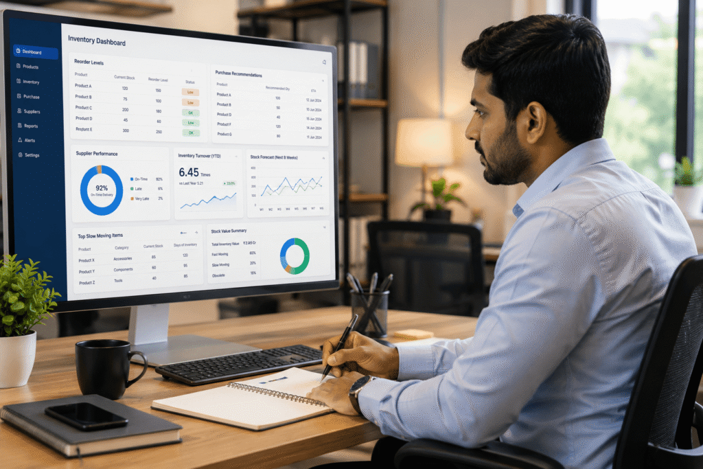 Inventory dashboard supporting purchase planning for SMEs